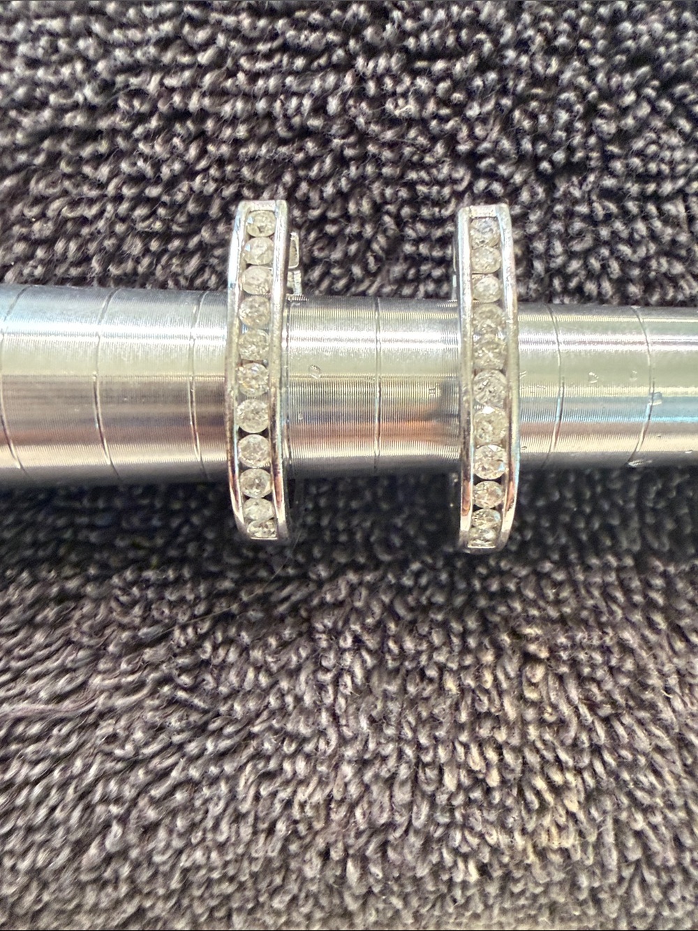 Sterling Silver diamond Hoop Huggie Earrings